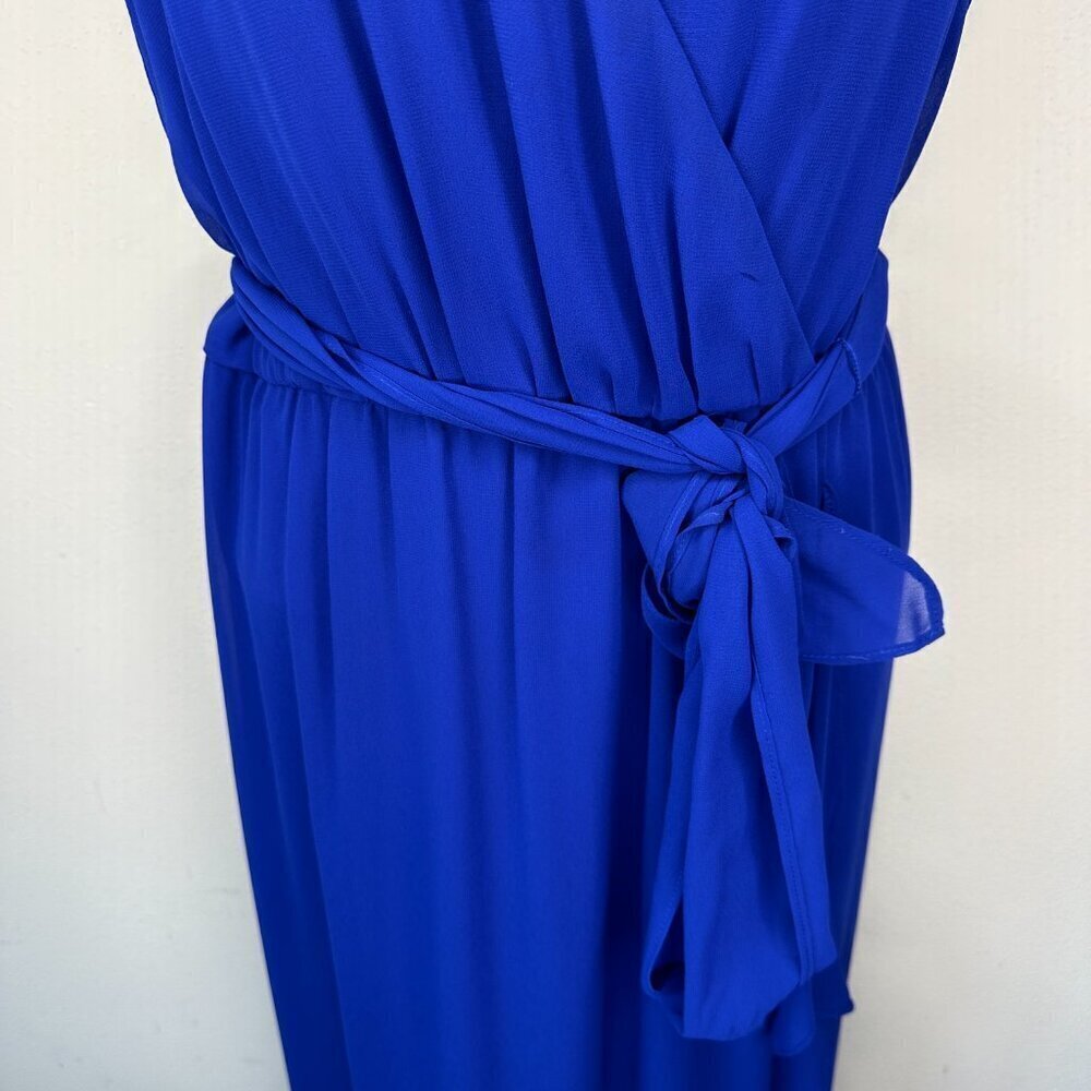 NWOT SLNY Womens Blue Sleeveless Pullover Surplice Hi-Low Maxi Dress Size: 6 - Picture 4 of 11